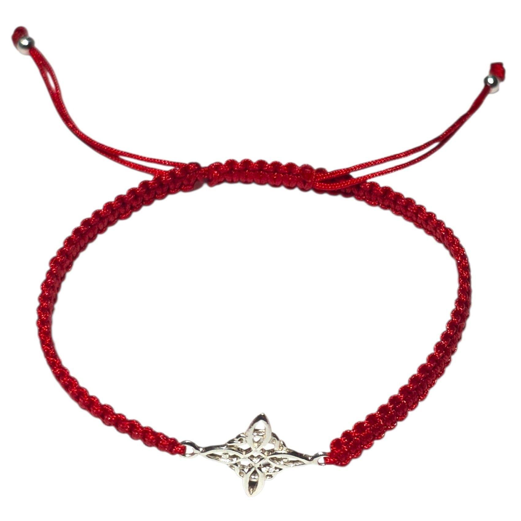 Pulsera Plata 925 Nudo de Bruja Hilo Rojo Trenzado-3