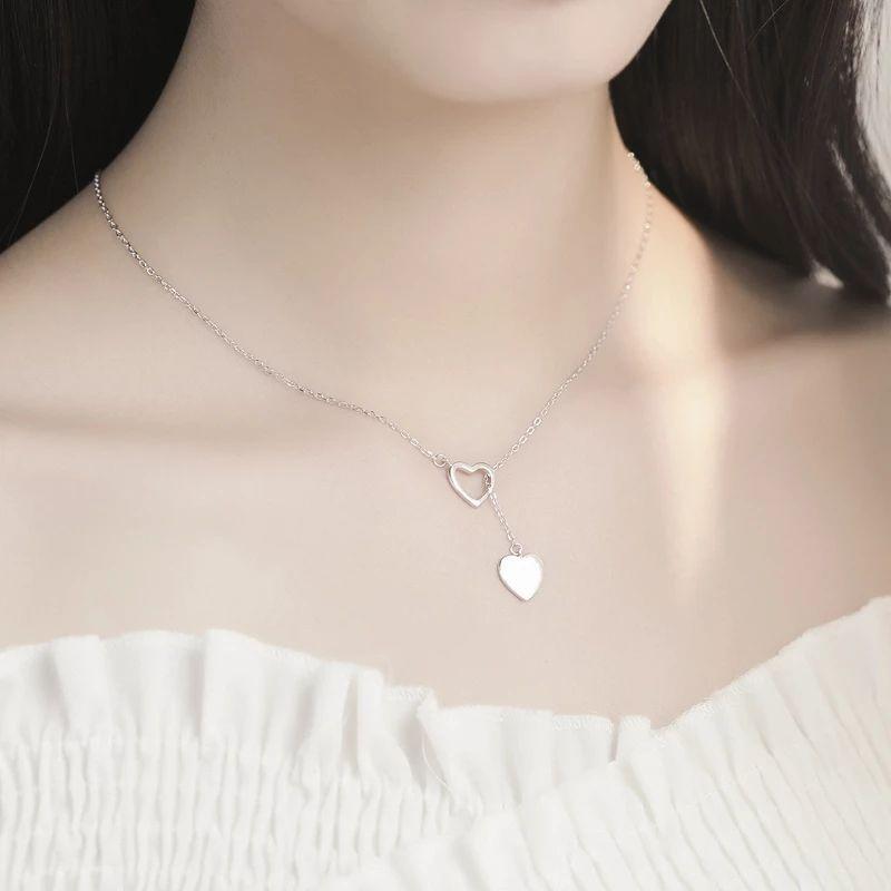 Collar Amor Doble Corazon Plateado-3