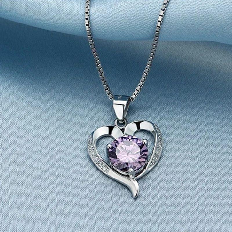 Collar Corazón Cristal Lila-3