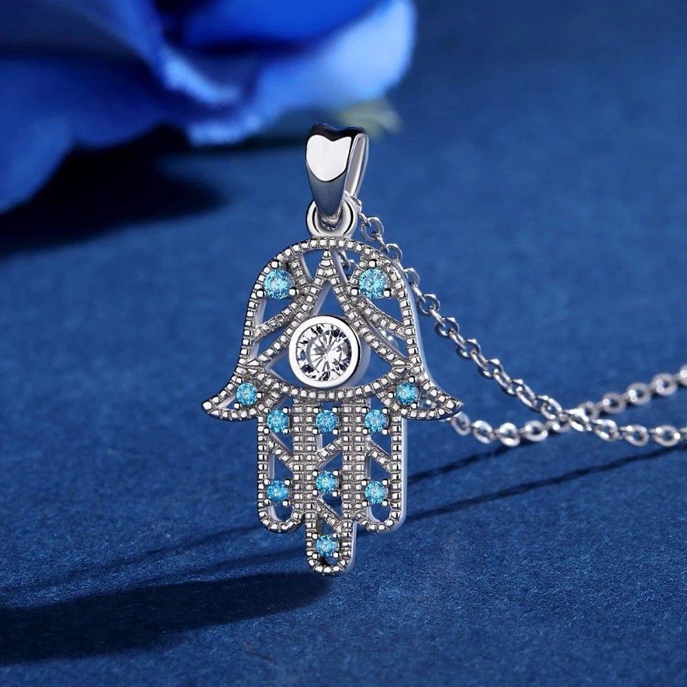 Collar Plata 925 Mano de Fatima Hamsa-3