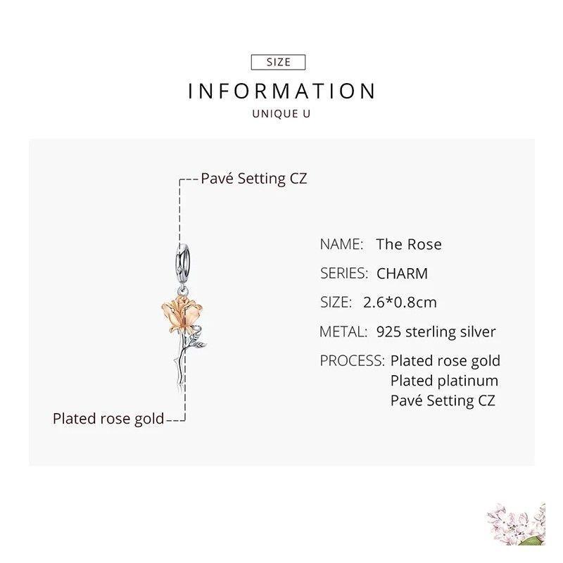 Charm Dije Plata 925 Rosa Dorada-4