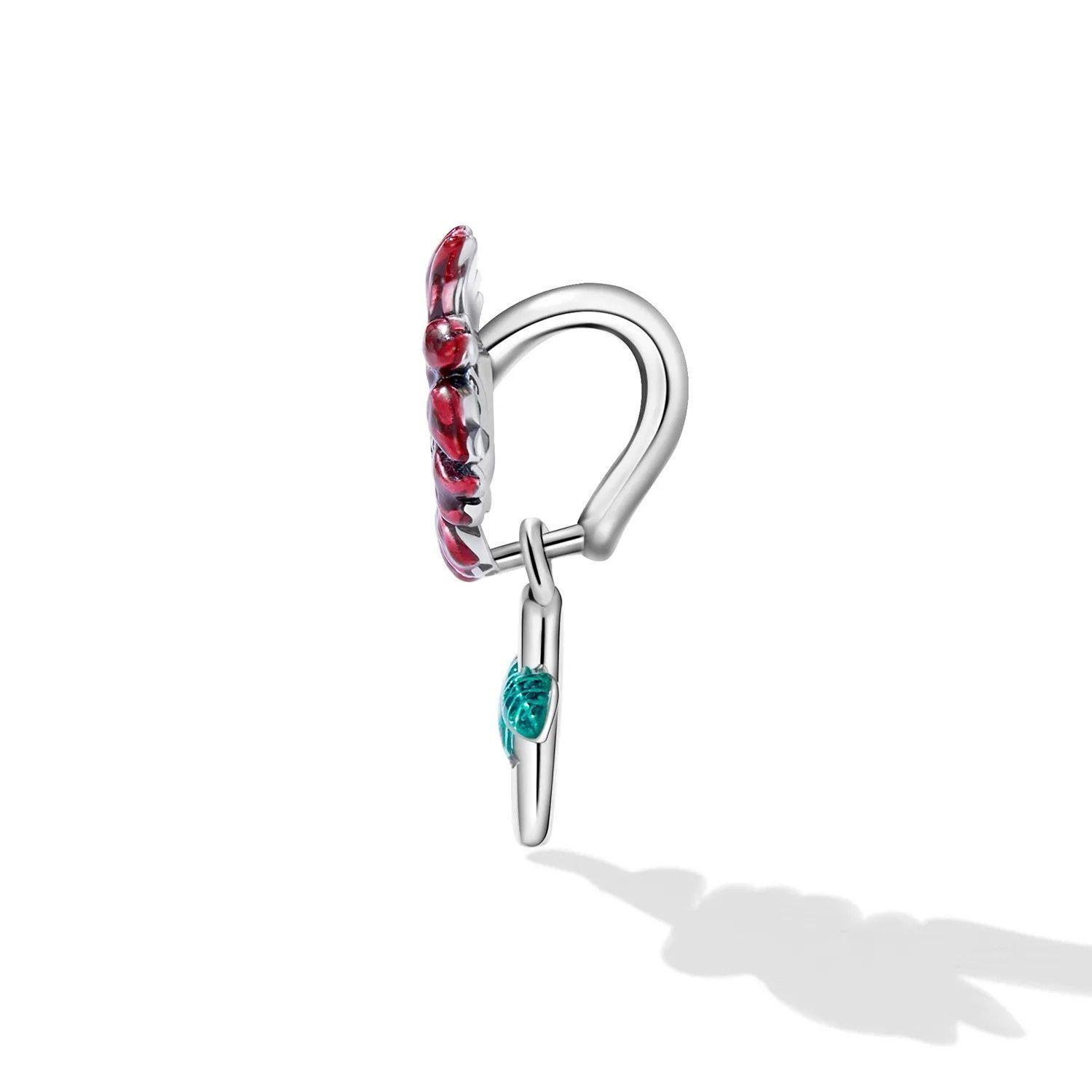 Charm Dije Plata 925 Flor Margarita Roja-5