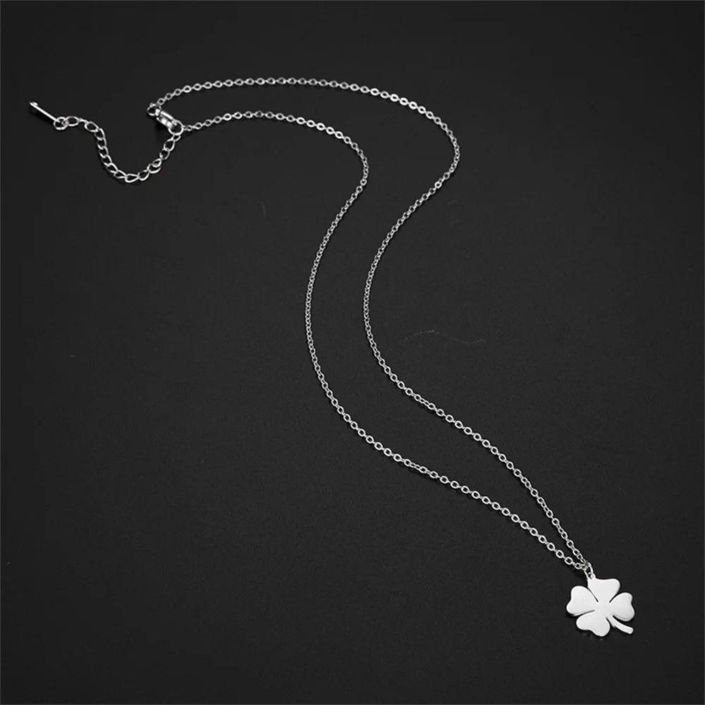 Colgante Collar trébol 4 Hojas 1097 Acero Plateado-4