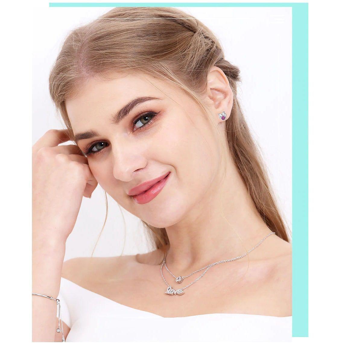 Aros Plata 925 Rotoncita Rosado -3