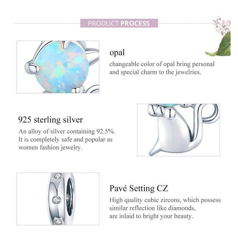 Charm Dije Plata 925 Gato Opalo-3