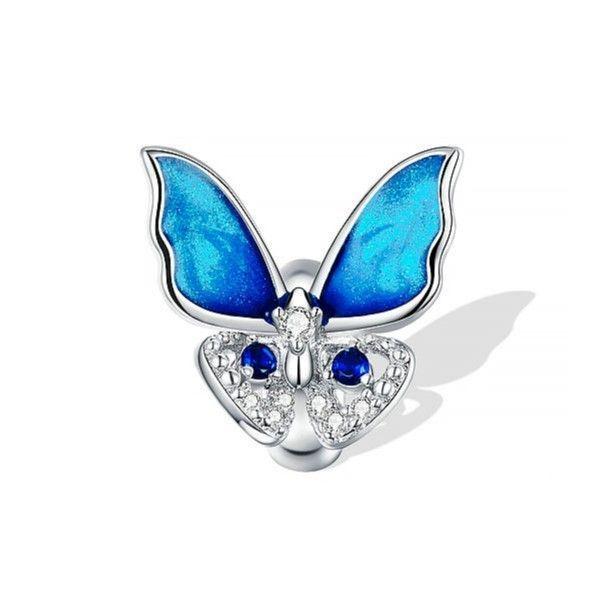 Charm Dije Plata 925 Mariposa Azul -0