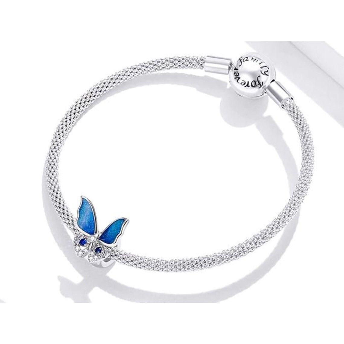 Charm Dije Plata 925 Mariposa Azul -2