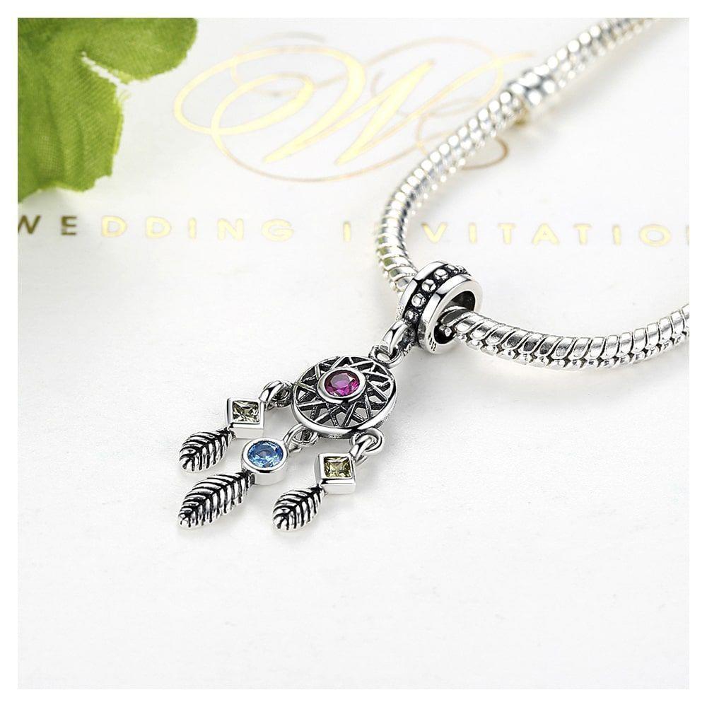 Charm Dije Plata 925 Atrapa Sueños Colores-2