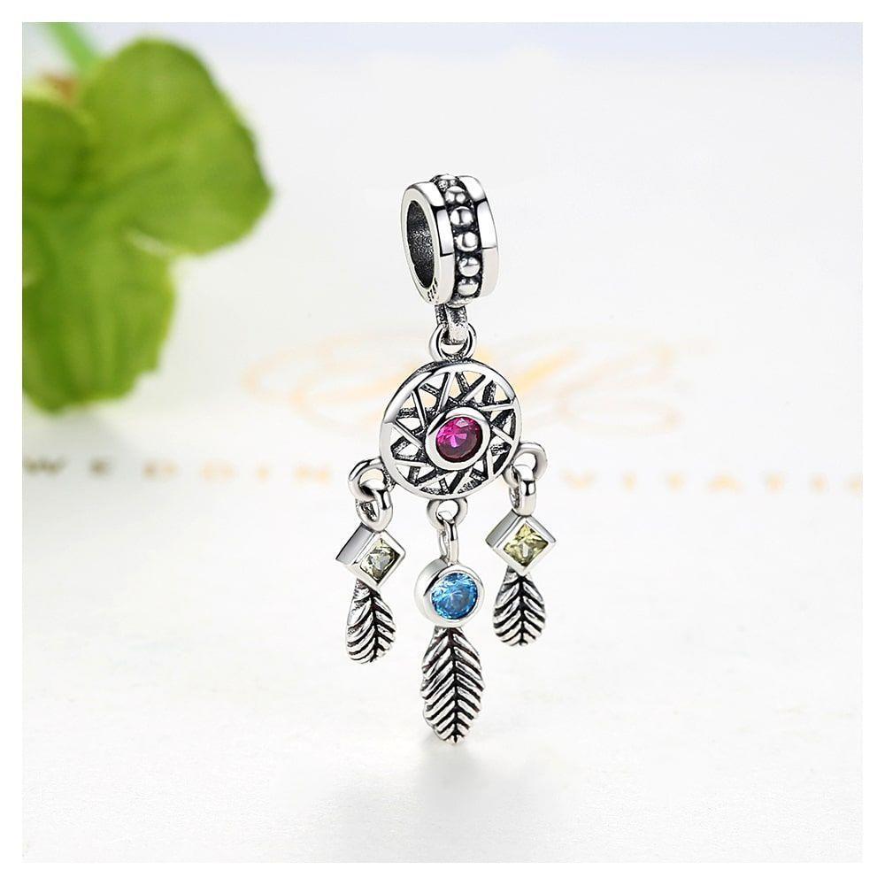 Charm Dije Plata 925 Atrapa Sueños Colores-3