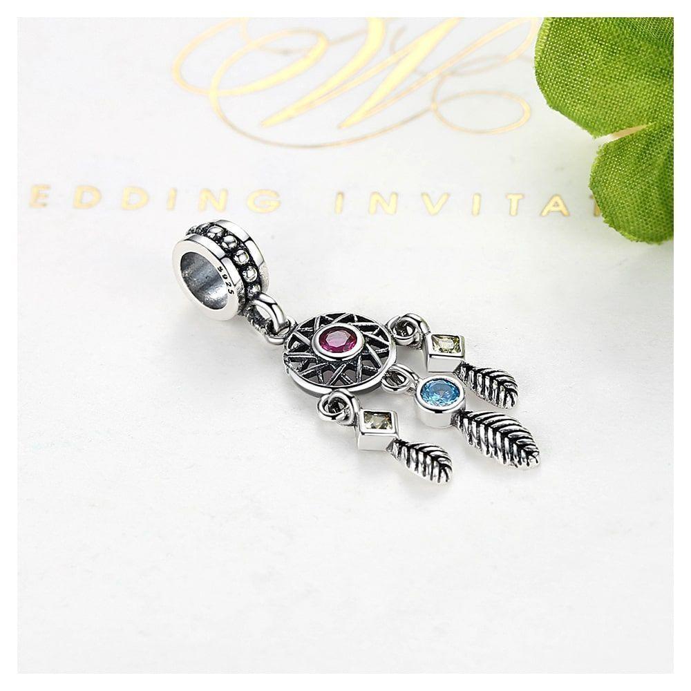 Charm Dije Plata 925 Atrapa Sueños Colores-4