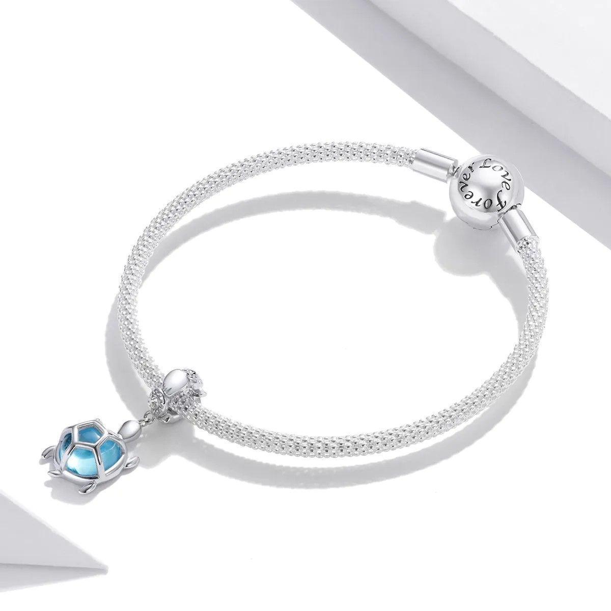 Charm Dije Plata 925 Tortuga Celeste-2