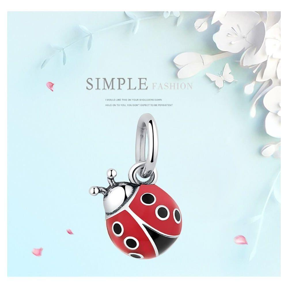 Charm Dije Plata 925 Mariquita Roja-2