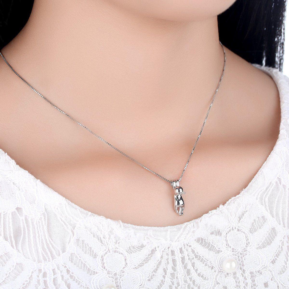 Collar Plata 925 Colgante Gatito Jugueton -2