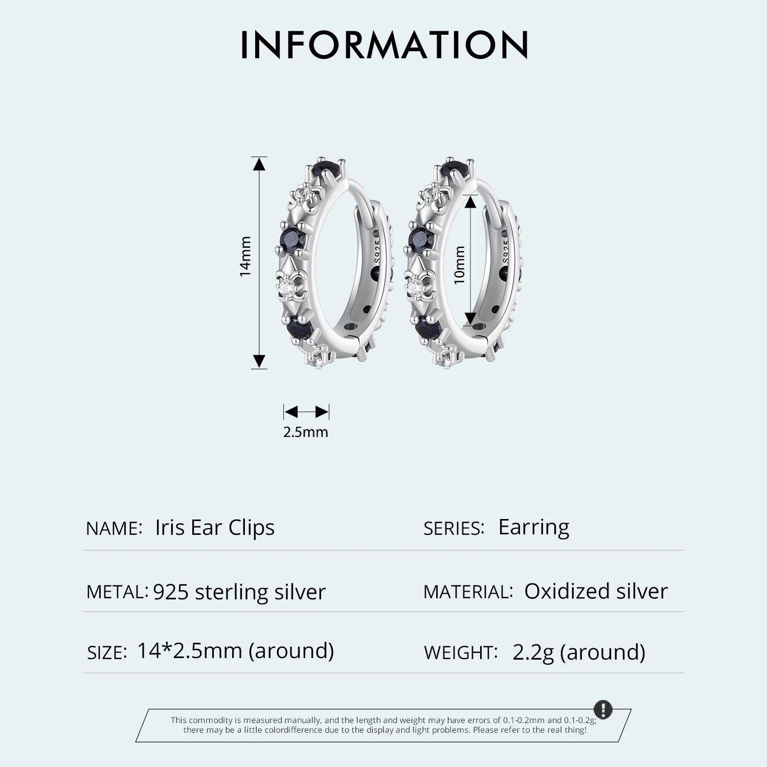 Aros Plata 925 Argollas Huggies Onix Color Negro-7