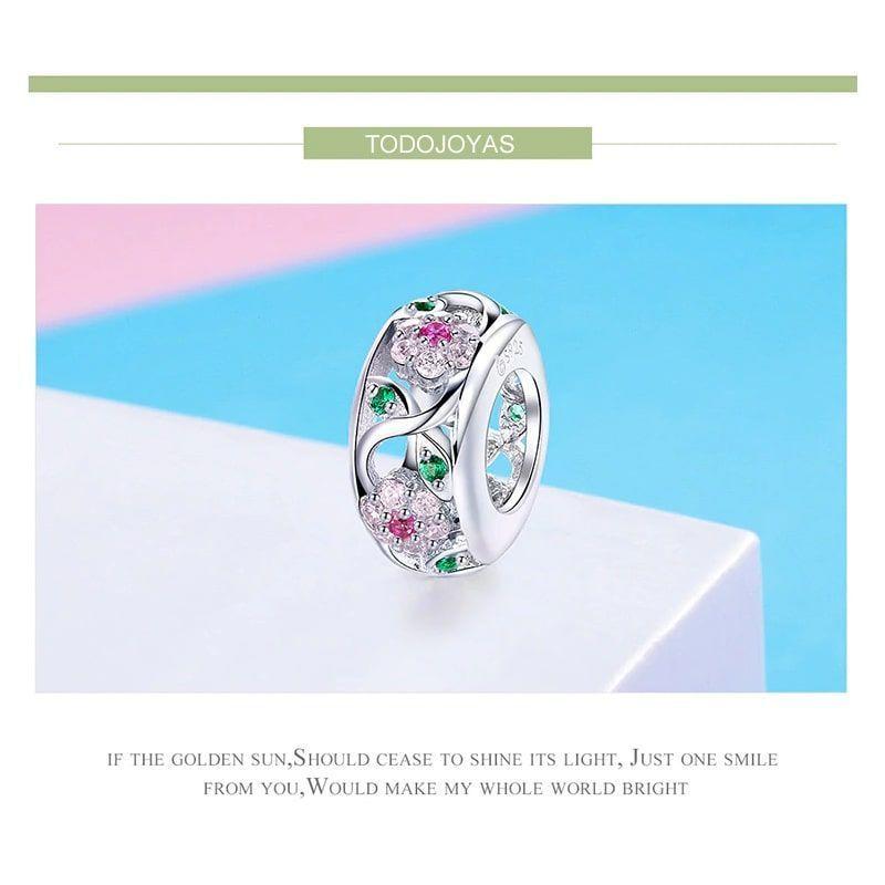 Charm Dije Plata 925 Separador Flores-3