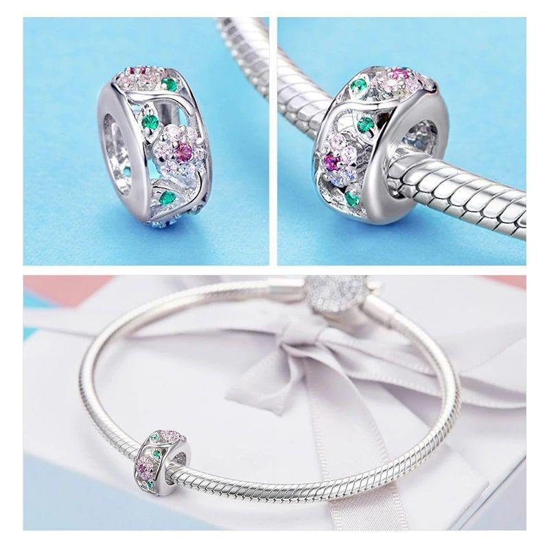 Charm Dije Plata 925 Separador Flores-4