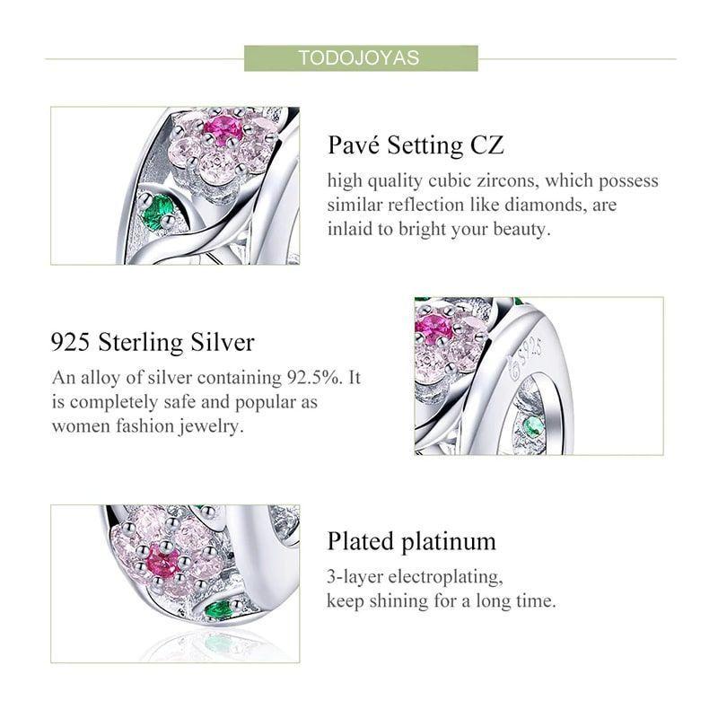 Charm Dije Plata 925 Separador Flores-5