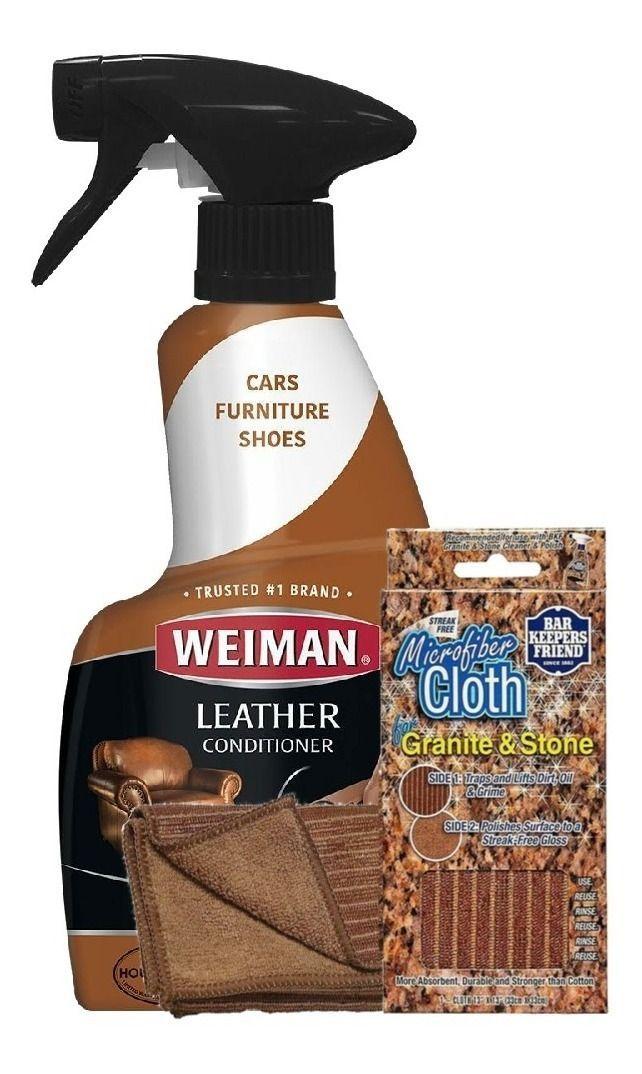 Limpiador Cuero 355 Ml Weiman Y Paño Microfibra Bkf-0