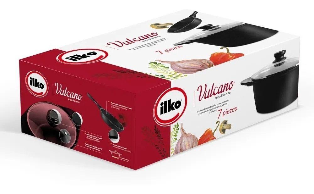 Batería De Cocina 7 Pzs Antiadherente Vulcano Ilko-1