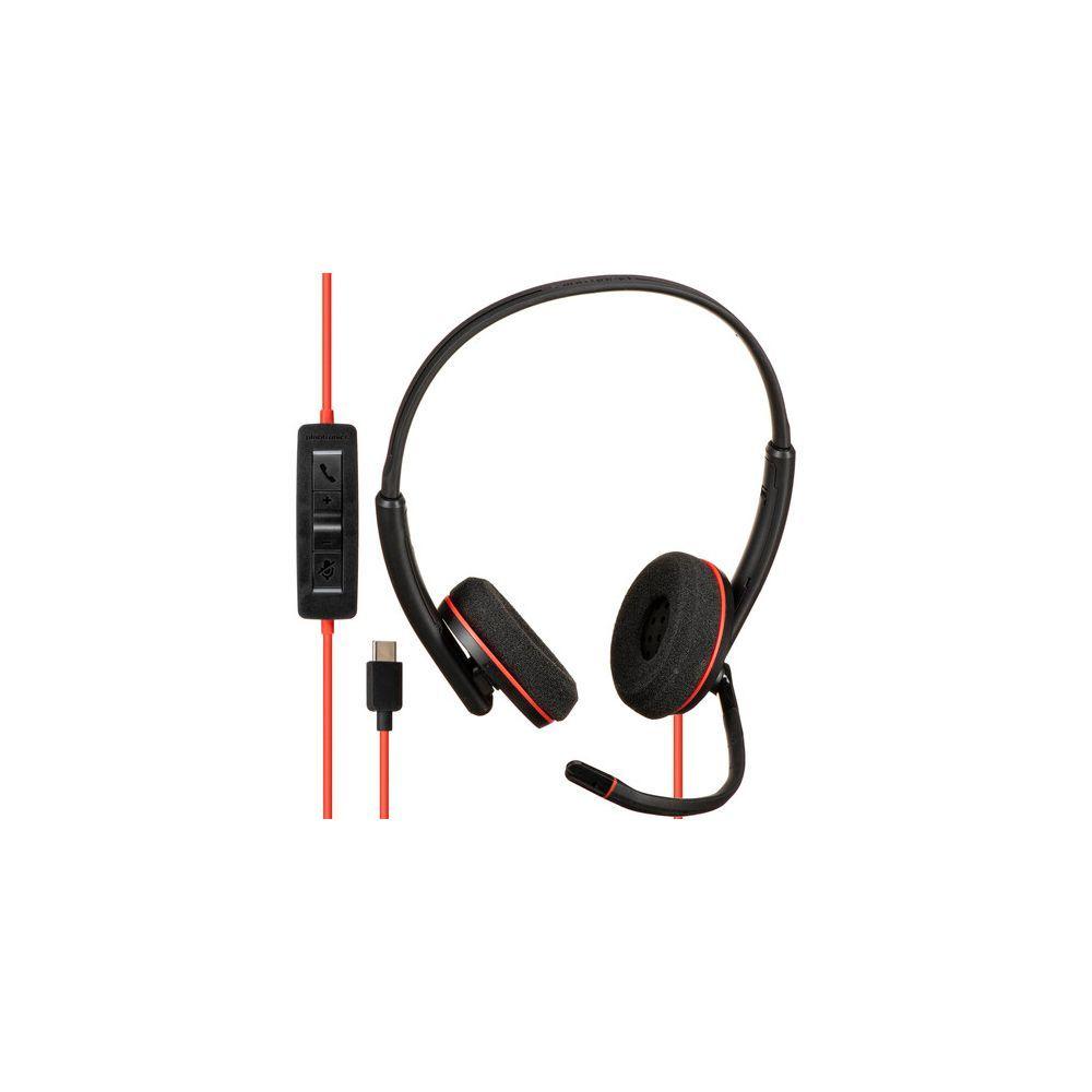 Auriculares Poly Blackwire 3220 Estéreo USB-C con Adaptador USB-A-3