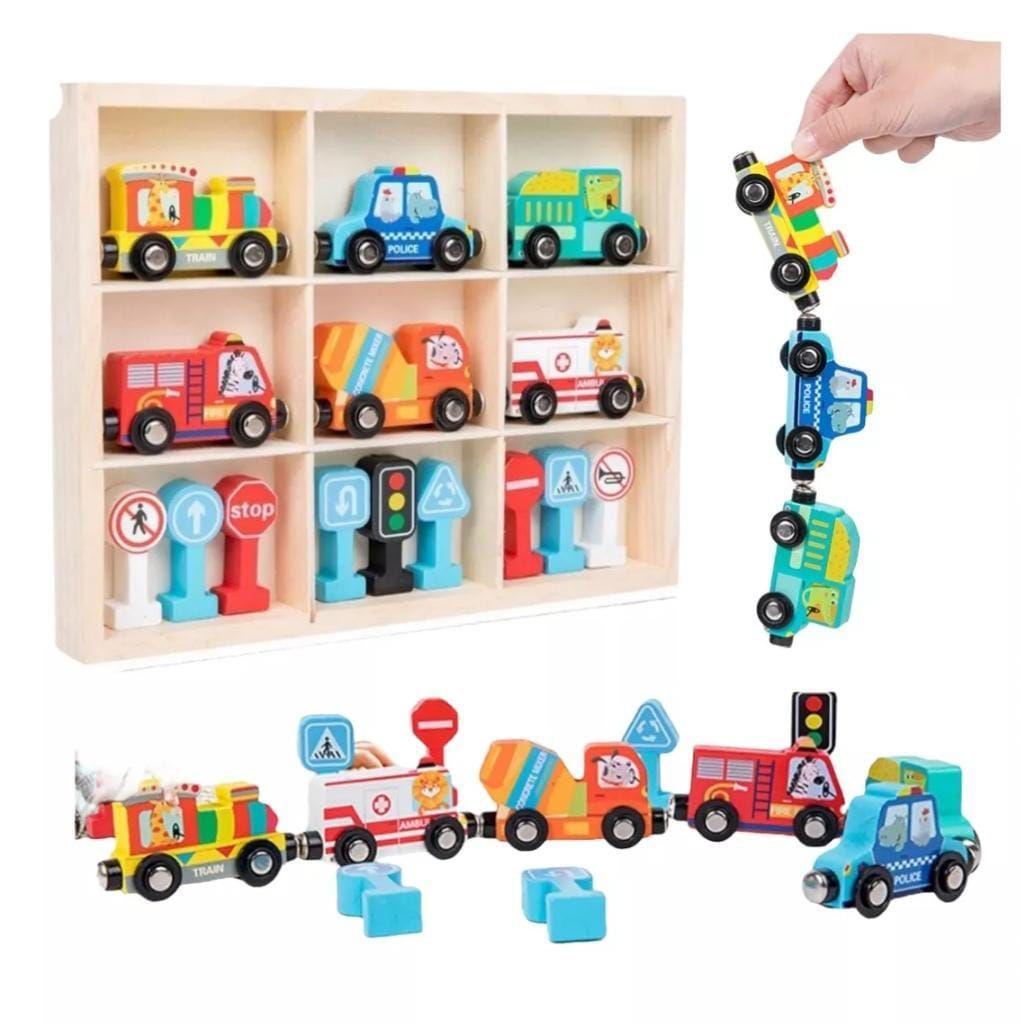 JUEGO TREN MAGNETICO Y SEÑALES DE TRANSITO MONTESSORI-0