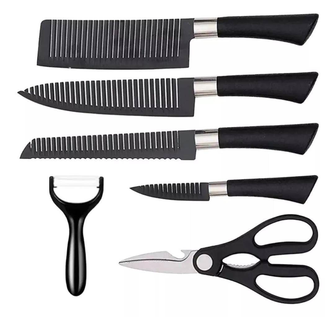 SET DE CUCHILLOS 6 PIEZAS CON MANGO ERGONOMICO-2