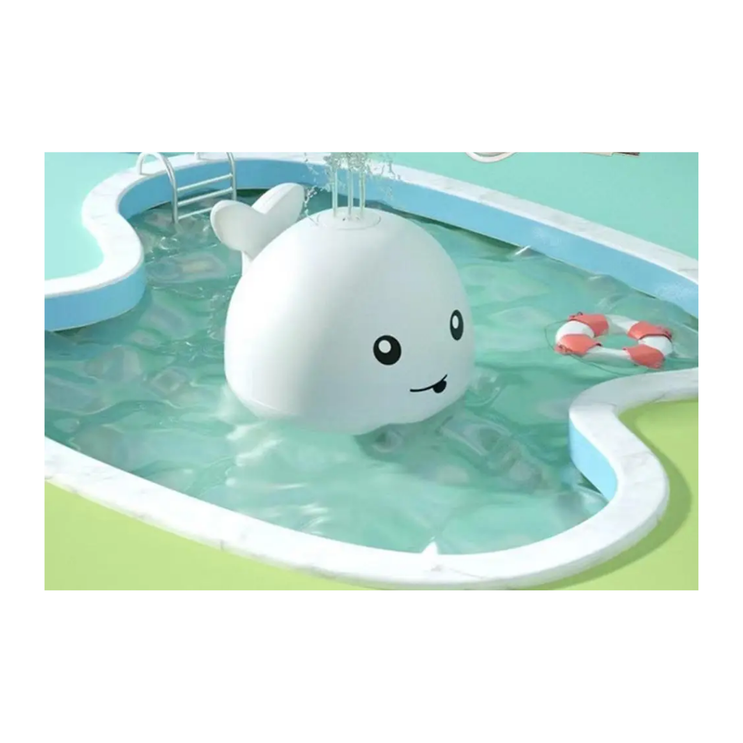 Ballena juguete de baño flotante, rociador de agua con luces-0