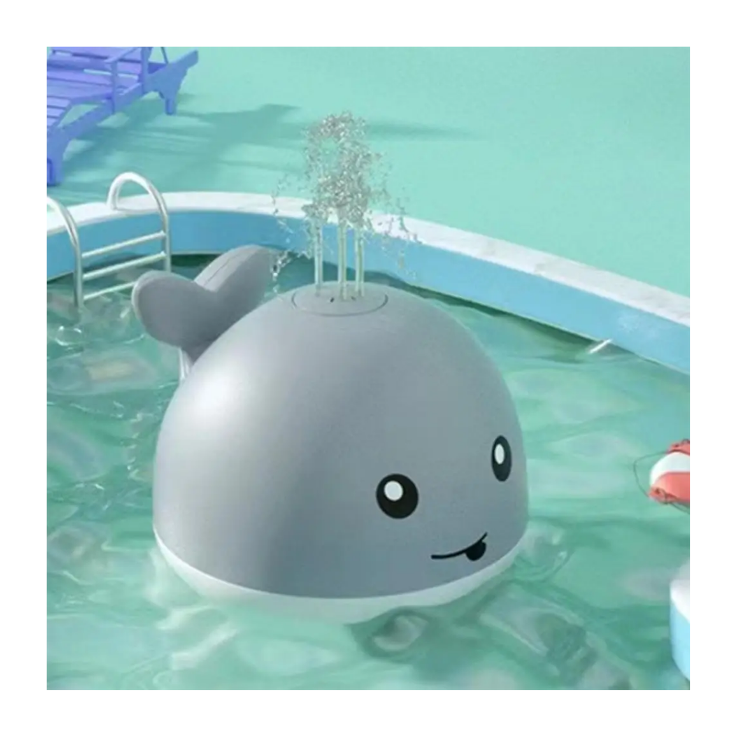 Ballena juguete de baño flotante, rociador de agua con luces-2