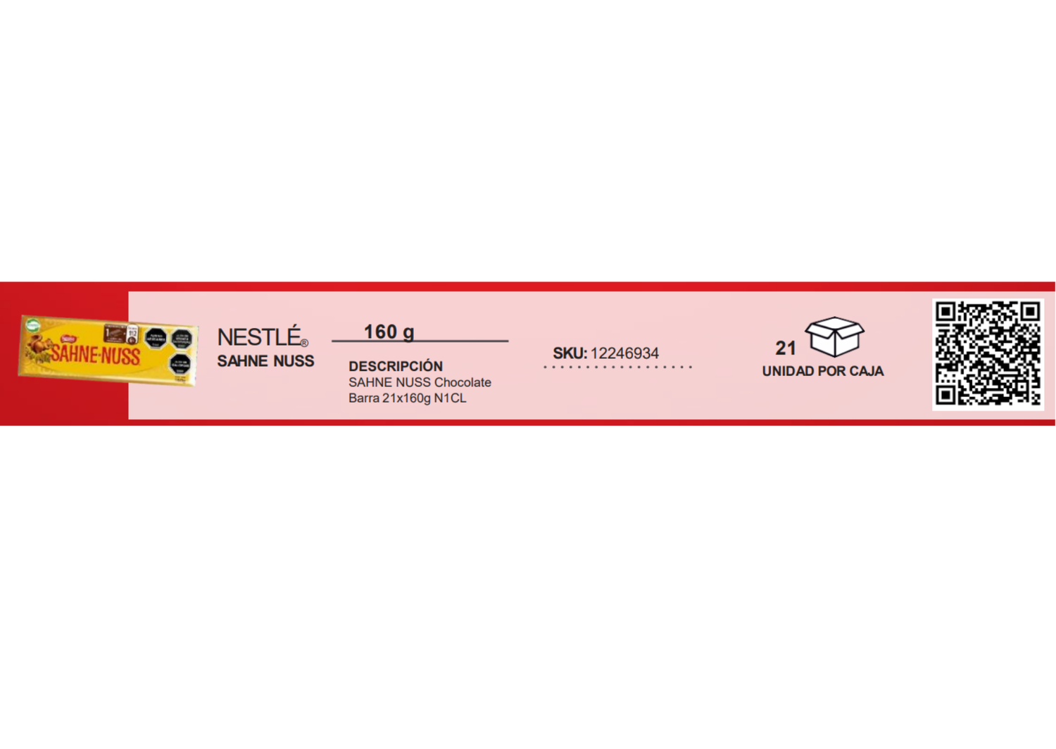 SAHNE NUSS Chocolate Barra 21x160g(CALA)-1