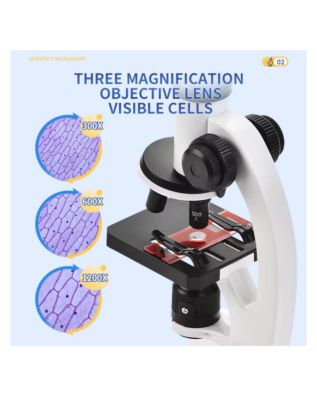 Kit de microscopio para niños 300X-1200X -2