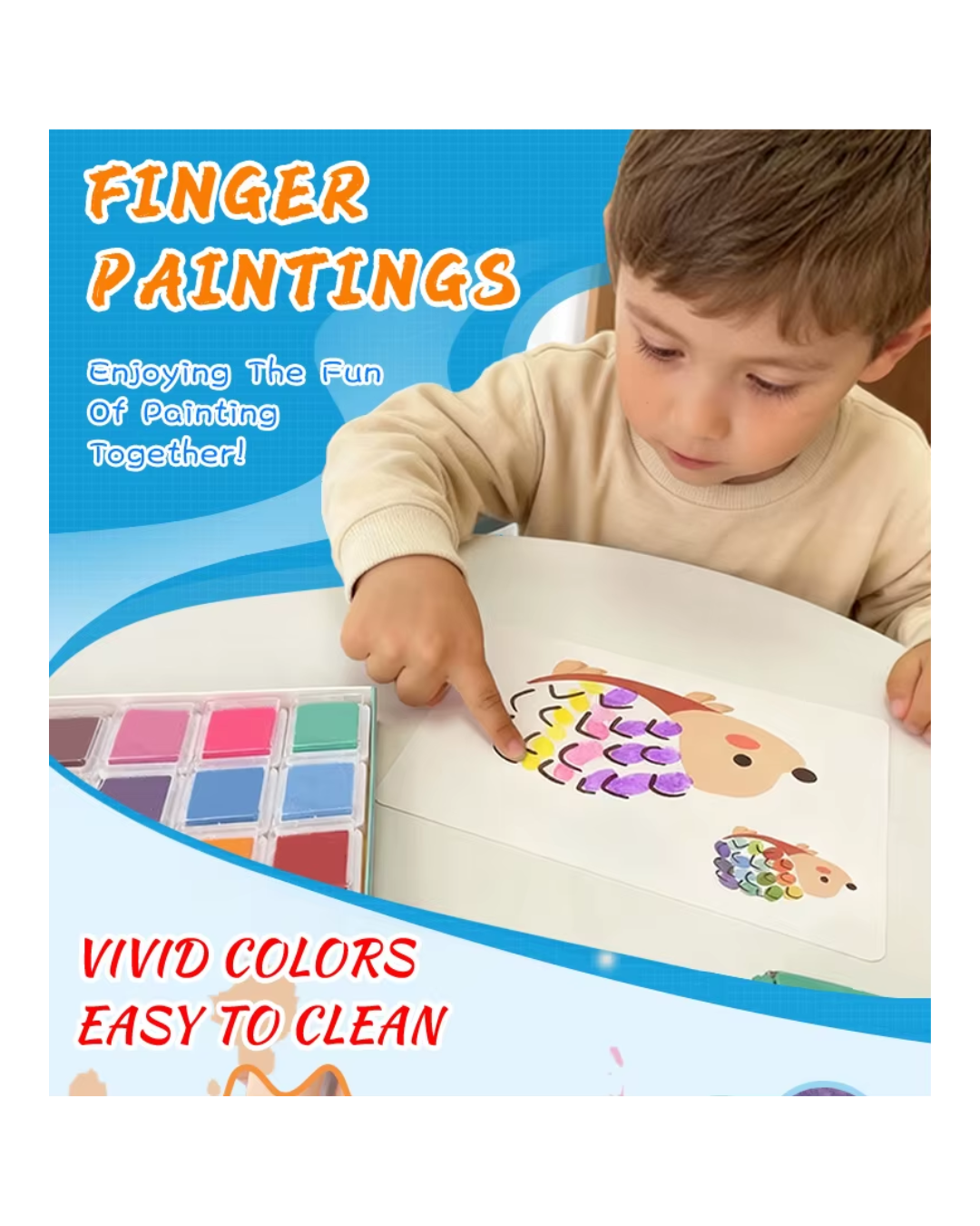 Pintura Portátil De Huellas Dactilares Para Niños 12 Colores-2