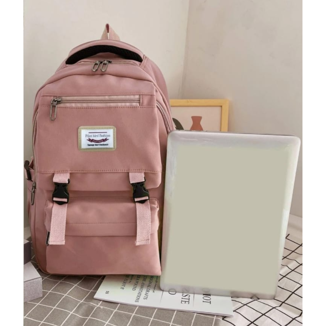 MOCHILA URBANA JUVENIL ESCOLAR COLORES ROSA-1