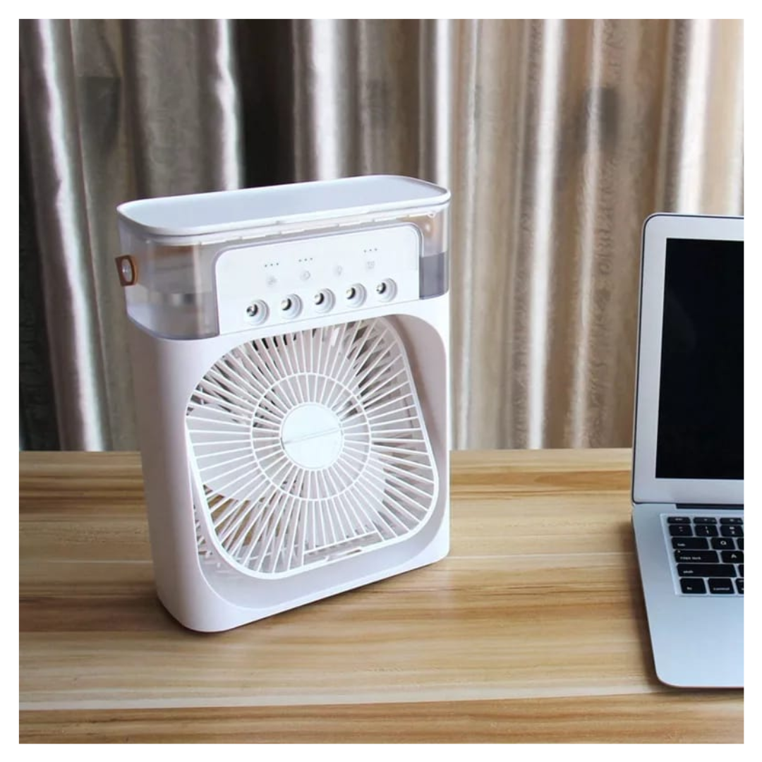  VENTILADOR DE MESA RECARGABLE CON LUCES LED-1