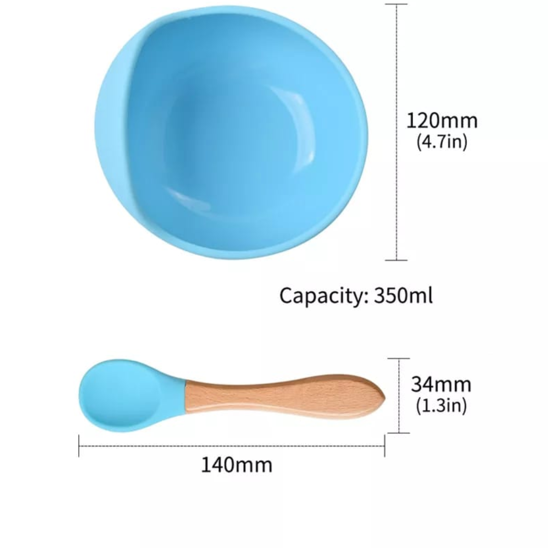 CUENCO DE SILICONA CON CUCHARA PARA BEBE CELESTE-2