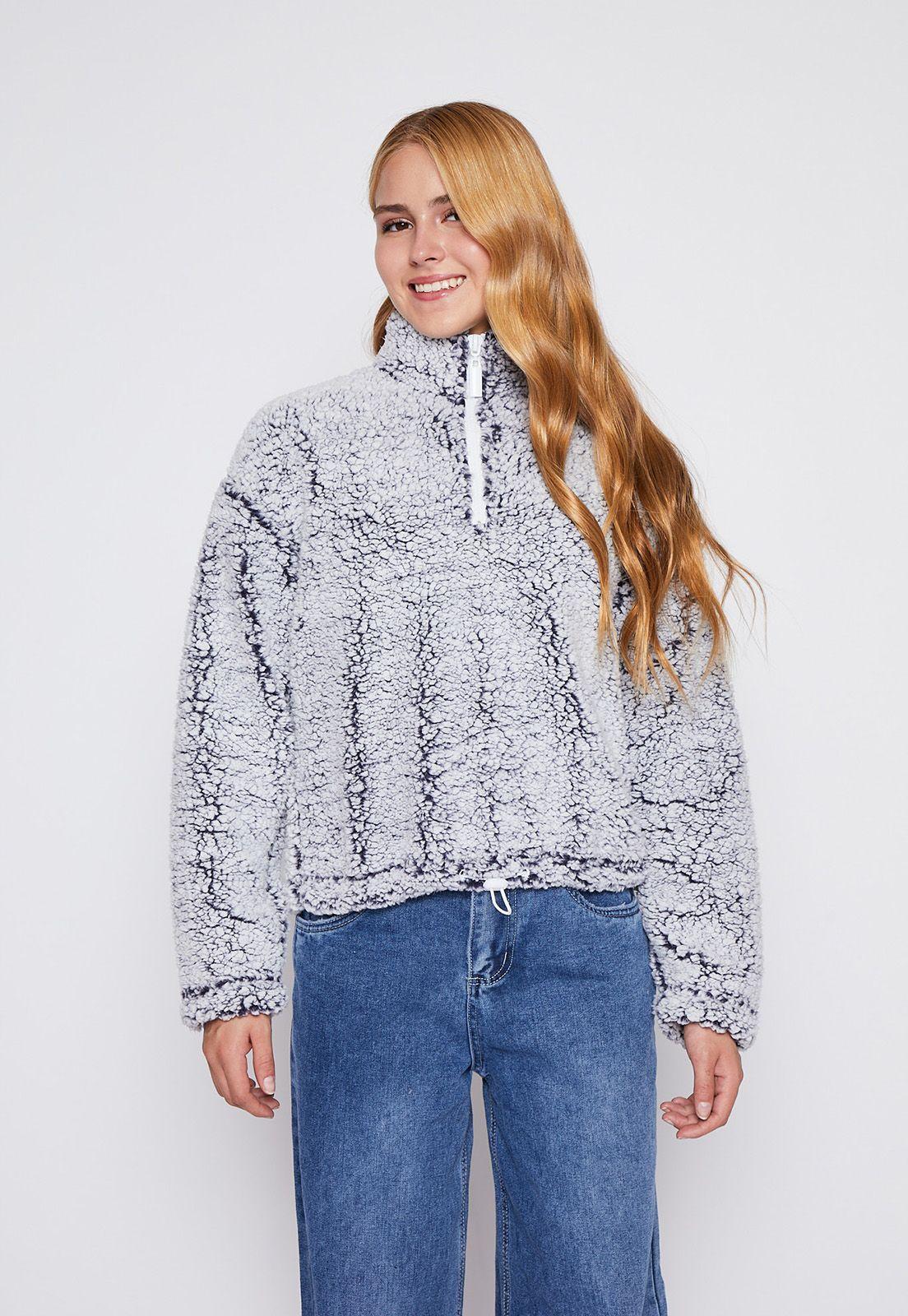 Polerón Lola Azul Peludo Motas Family Shop-0