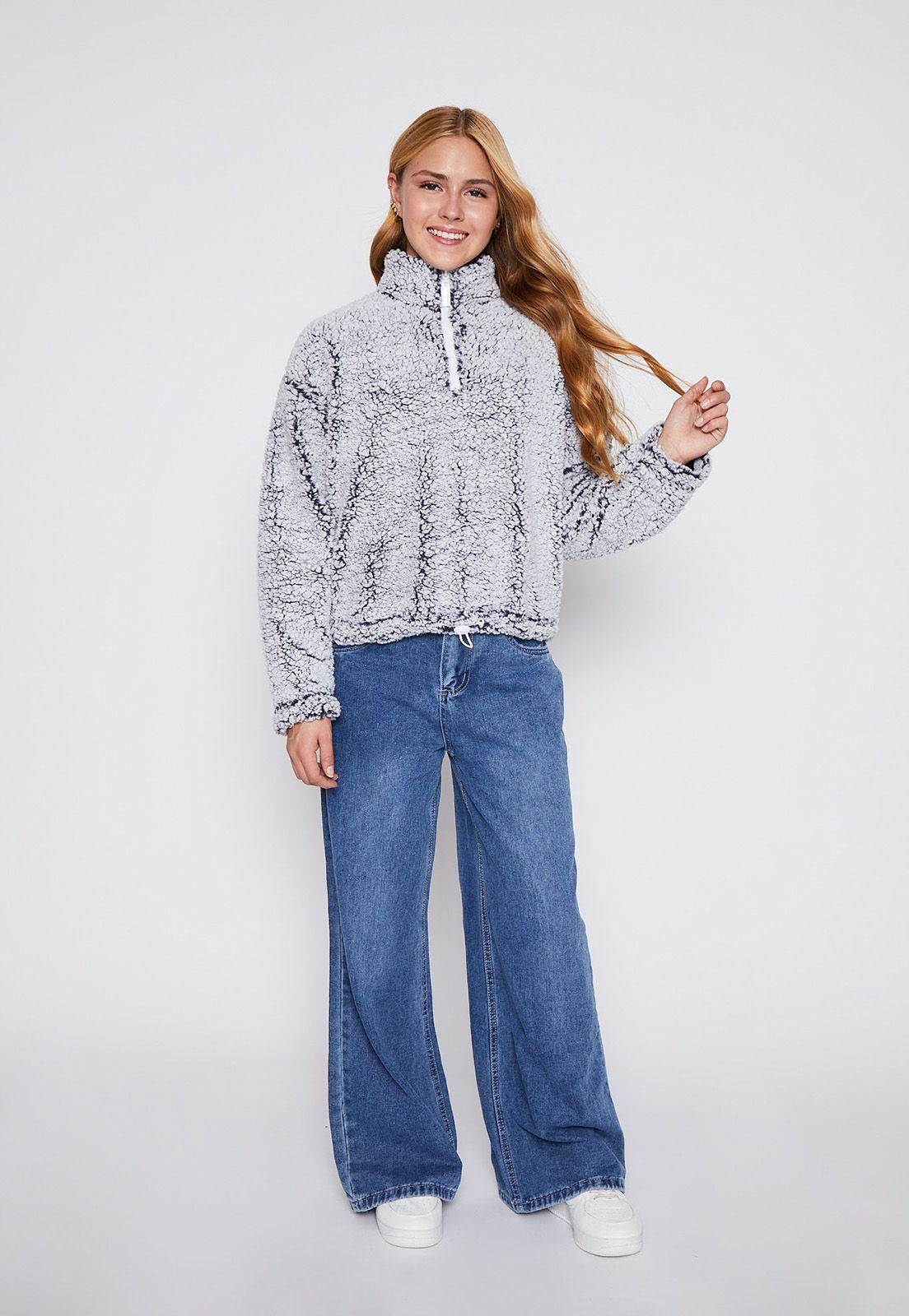 Polerón Lola Azul Peludo Motas Family Shop-3