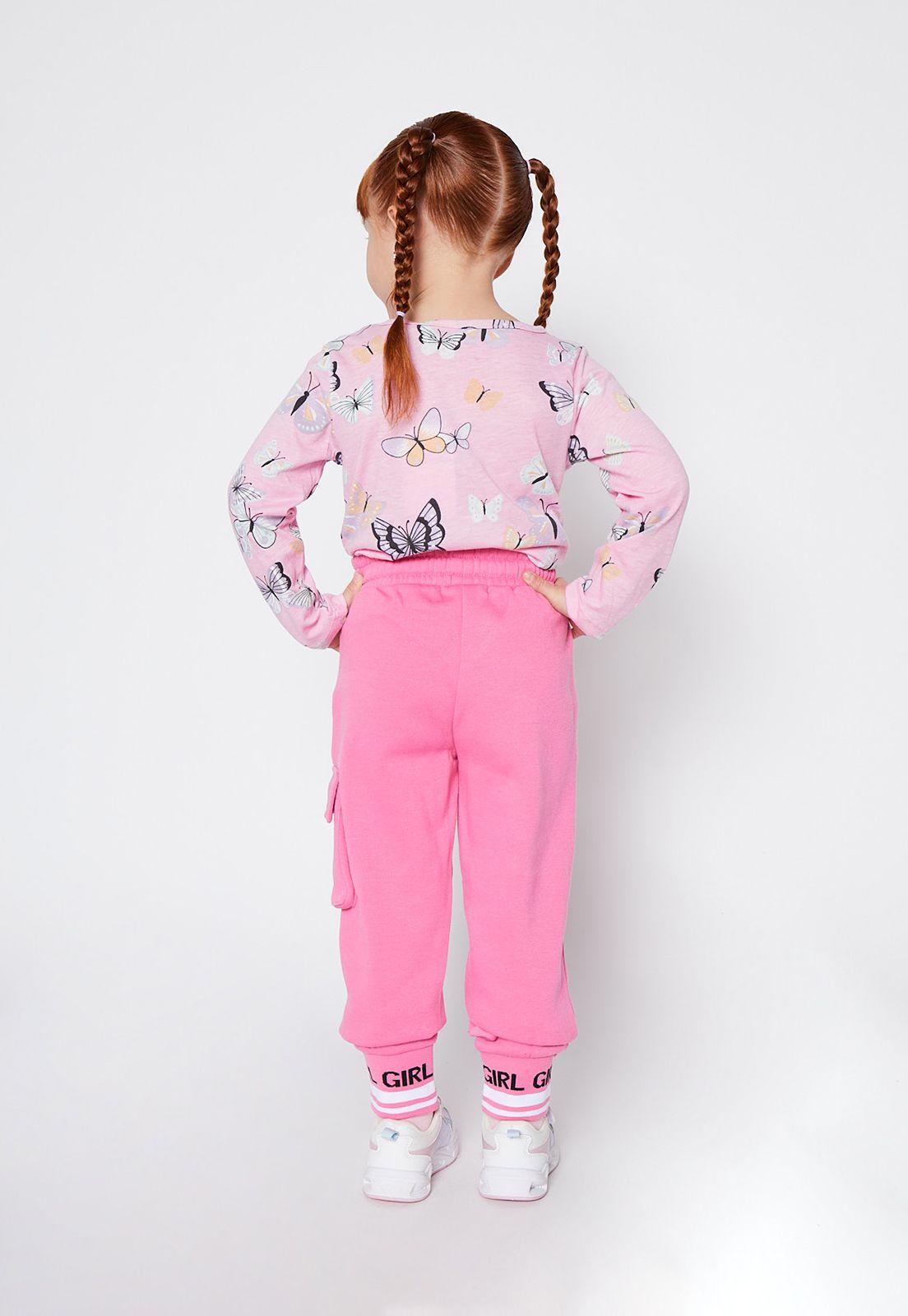 Pantalón de Buzo Cargo Estampado Rosado Family Shop-1