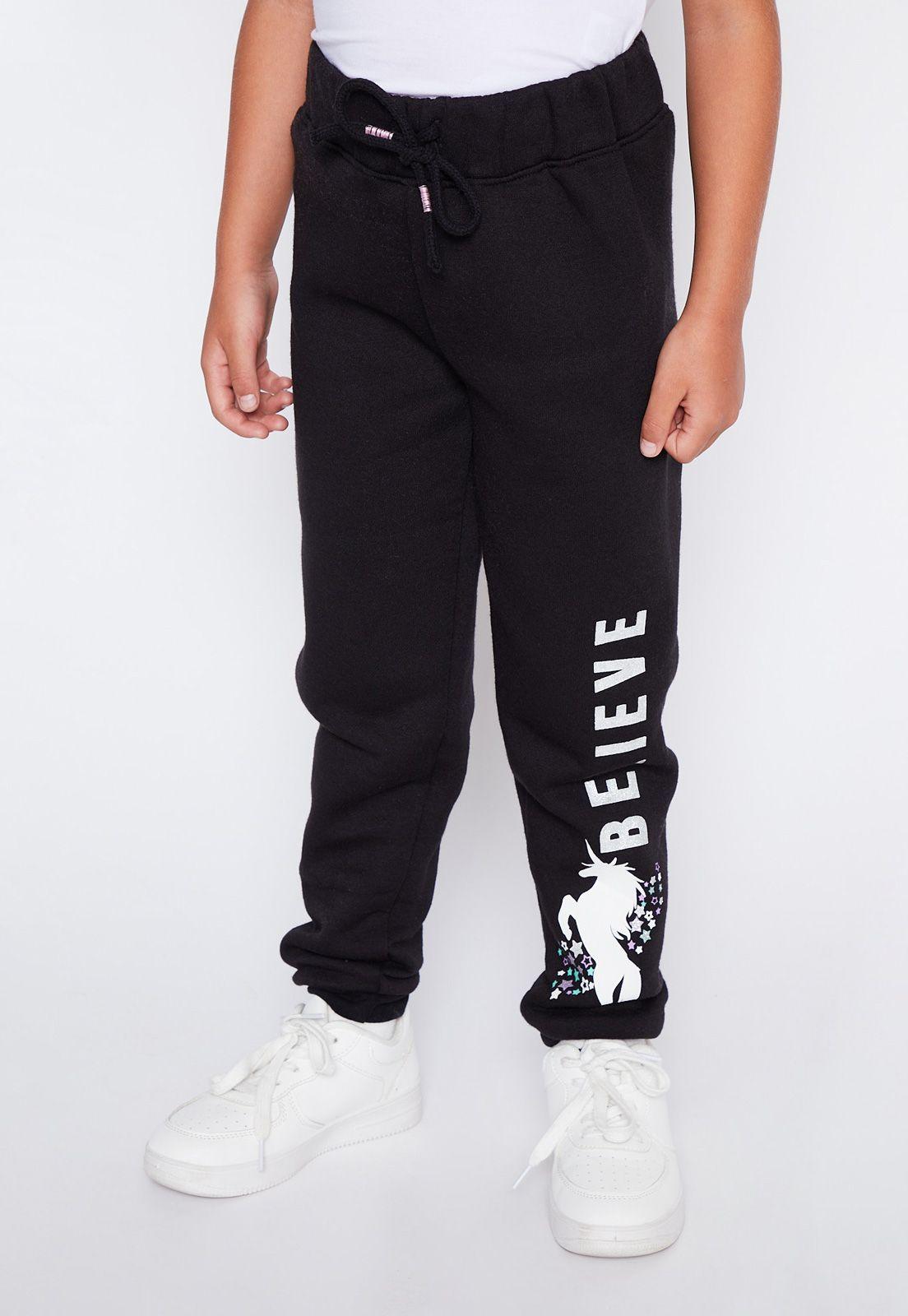 Pantalón Buzo Niña Negro Unicornio Belive Family Shop-0