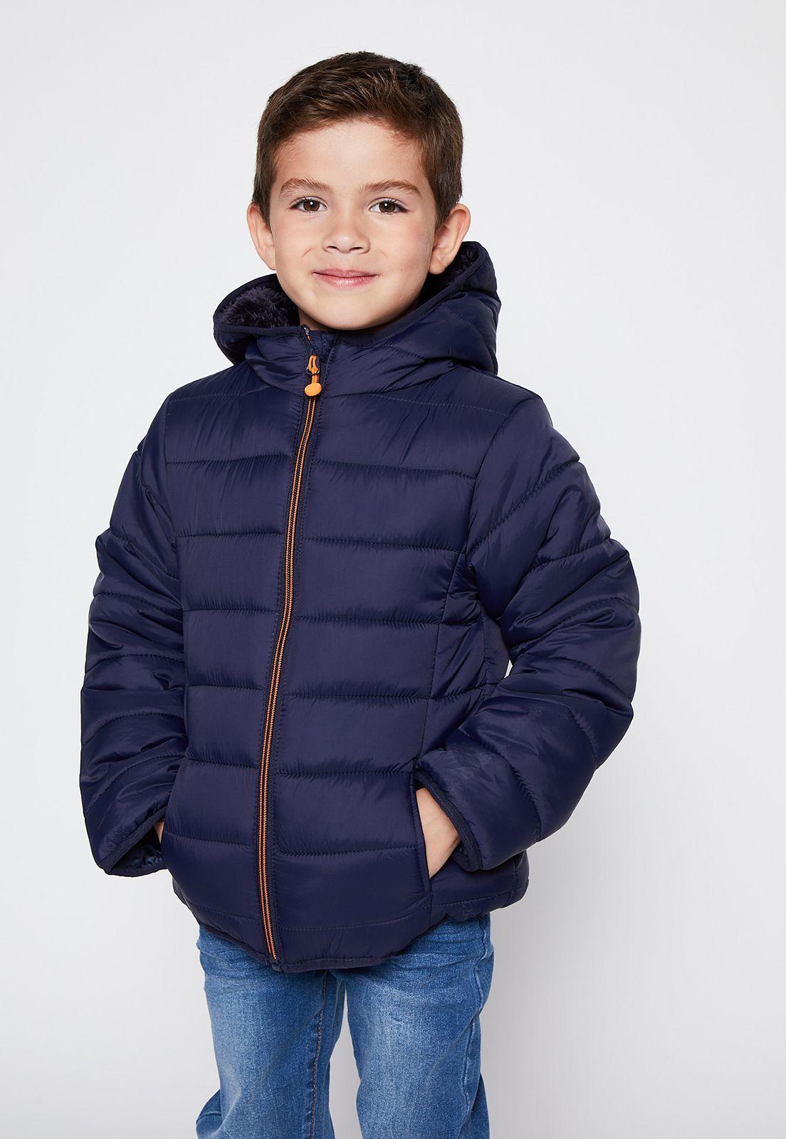 Parka Acolchada Interior Peludo Azul Family Shop-0