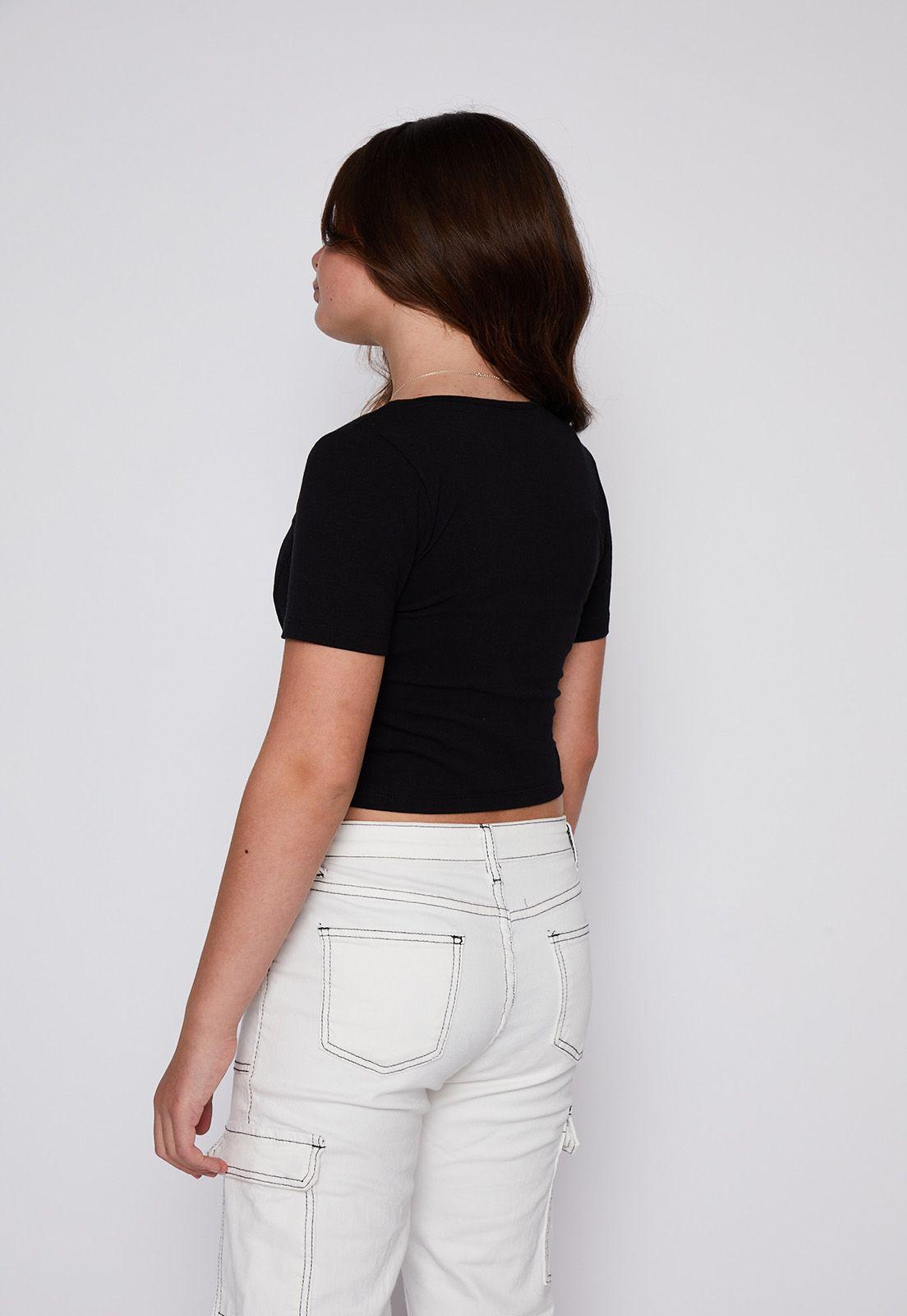 Polera Manga Corta Corset Negro Family Shop-2