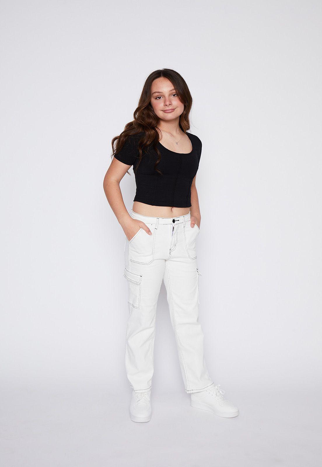 Polera Manga Corta Corset Negro Family Shop-3
