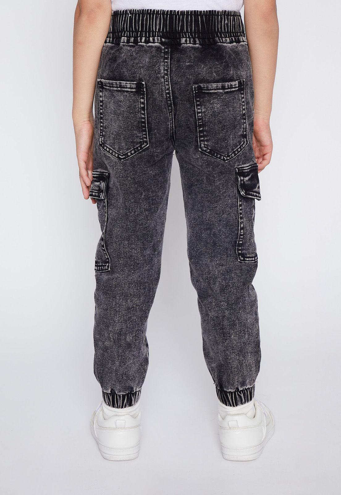 Jeans Niño Negro Cargo Lavado Family Shop-1