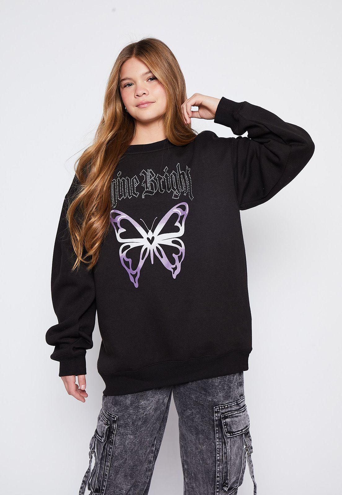 Polerón Lola Negro Texturas Y Tachas Family Shop-0