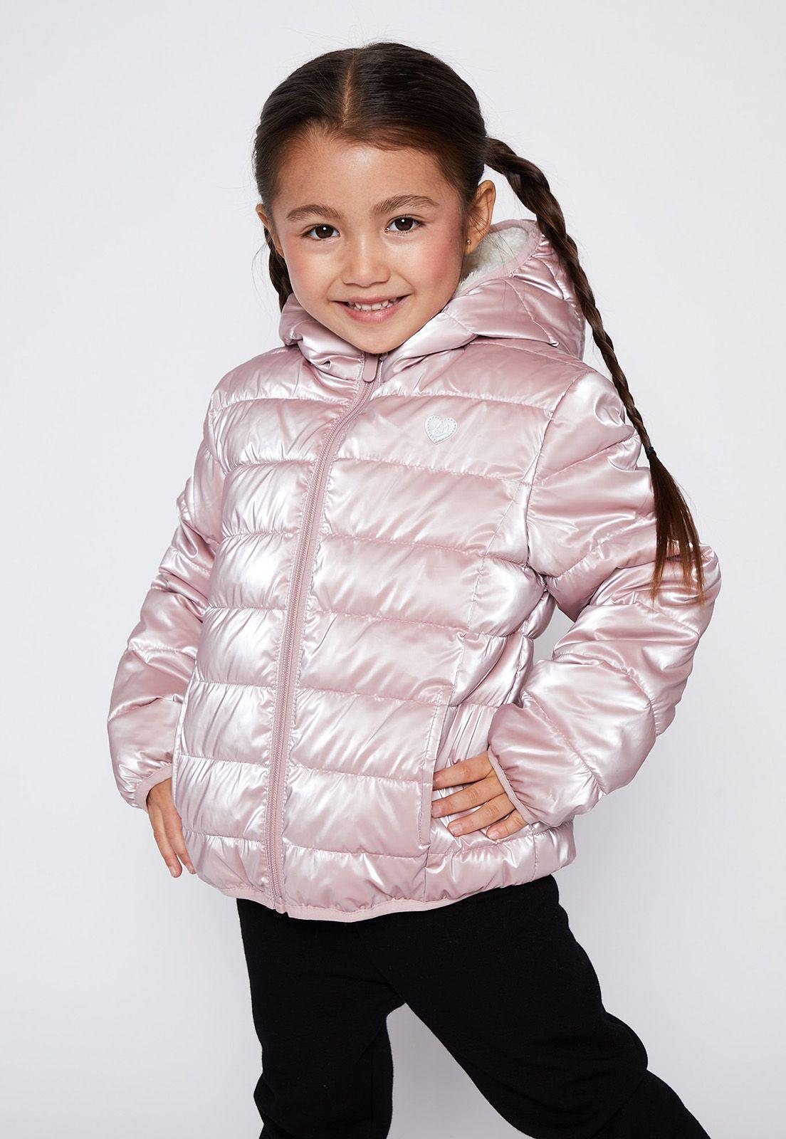 Parka Niña Rosado Peludo Metálica Family Shop-0