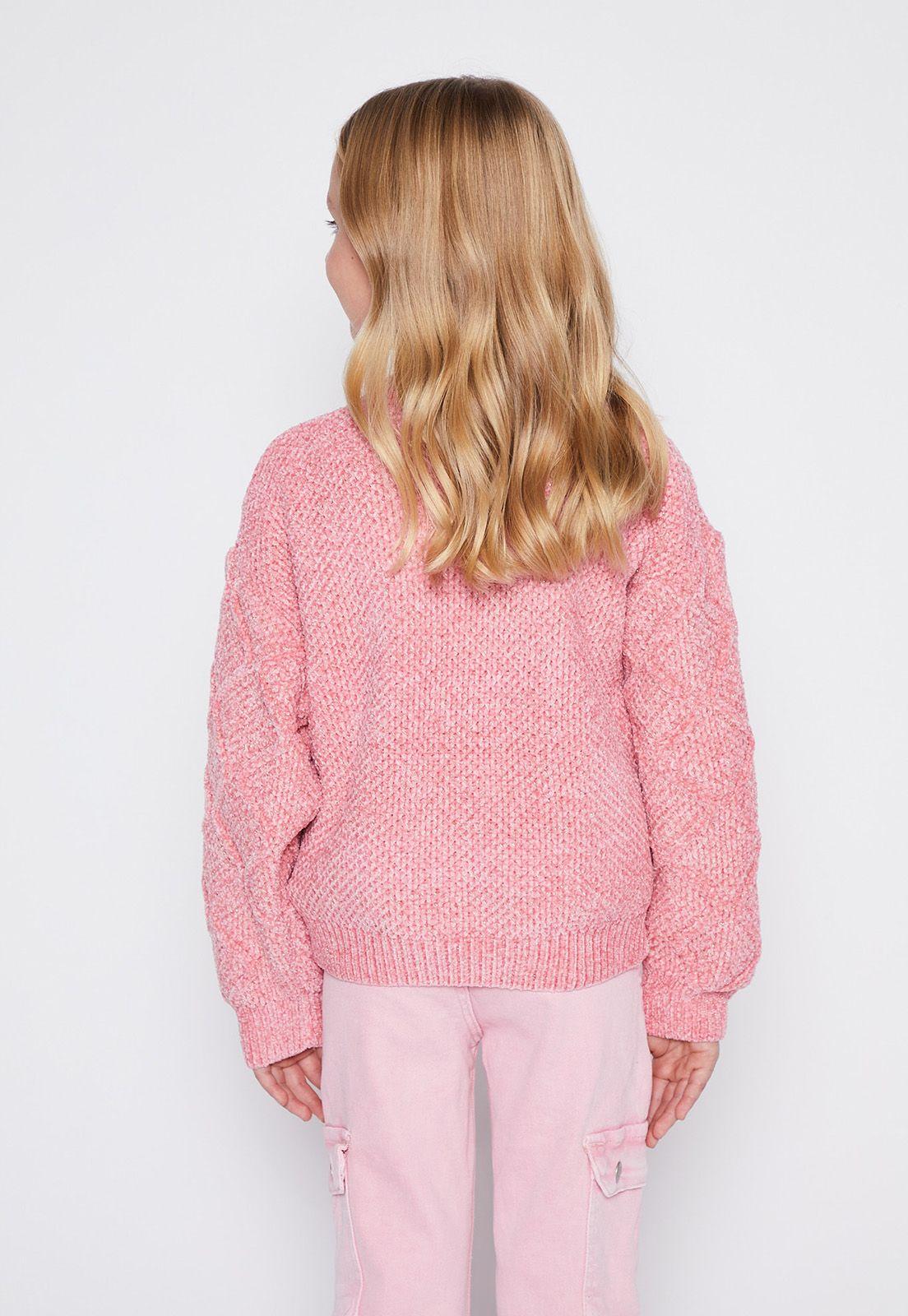 Sweater Niña Rosado Chenille Metalizado Family Shop-1