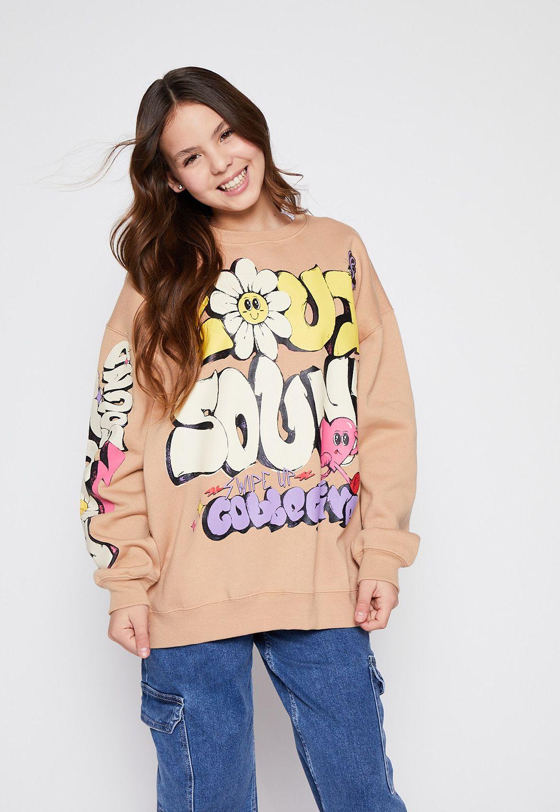 Poleron Sin Manga Oversize Graffiti Café Family Shop-0