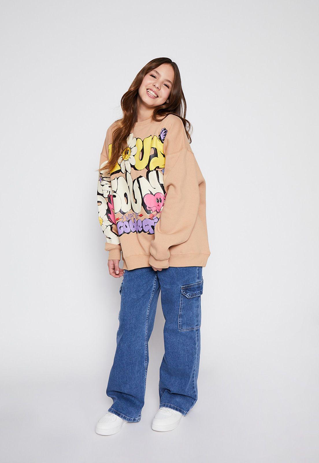 Poleron Sin Manga Oversize Graffiti Café Family Shop-3