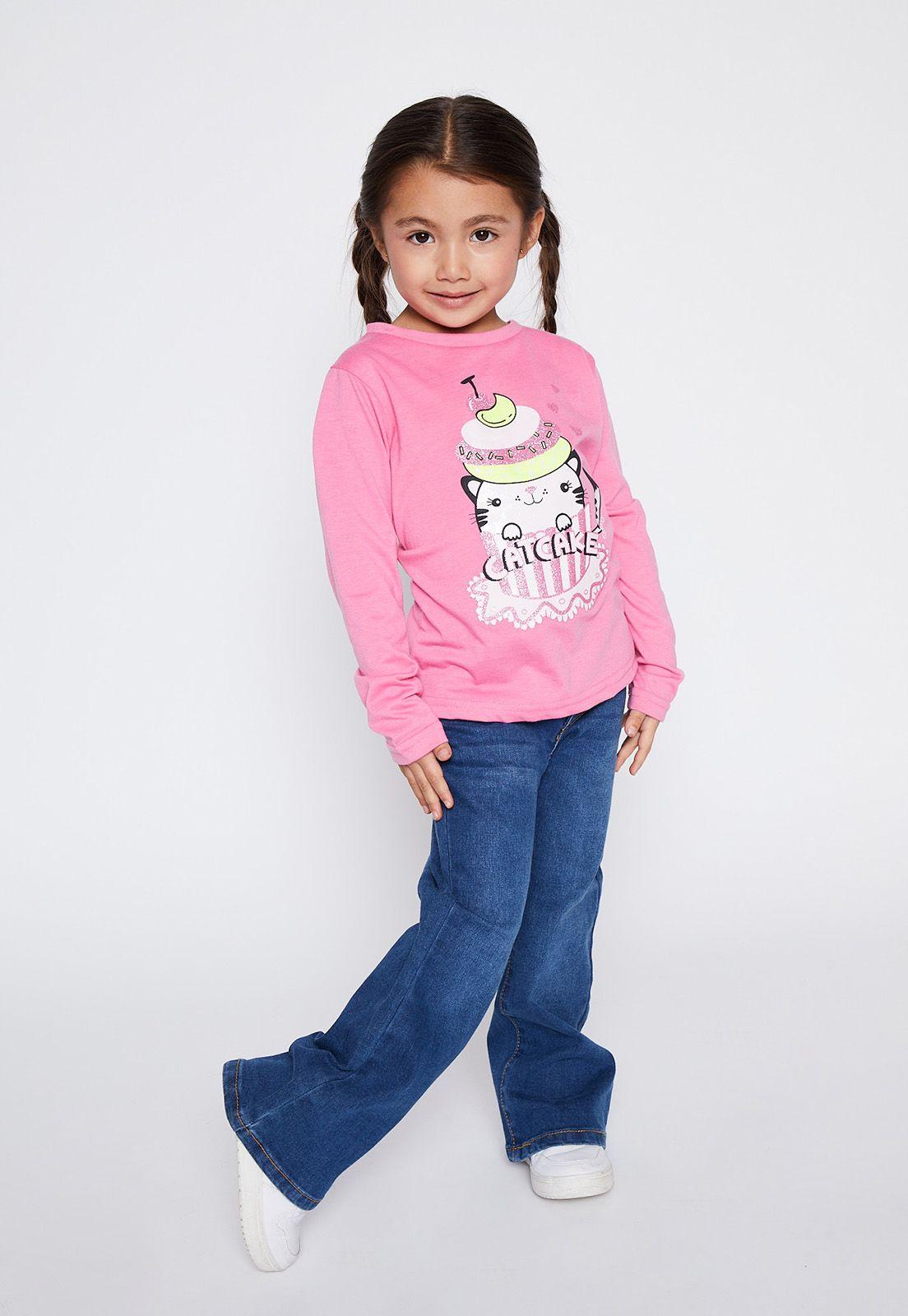 Polera Niña Fucsia Basic Glitter Family Shop-2