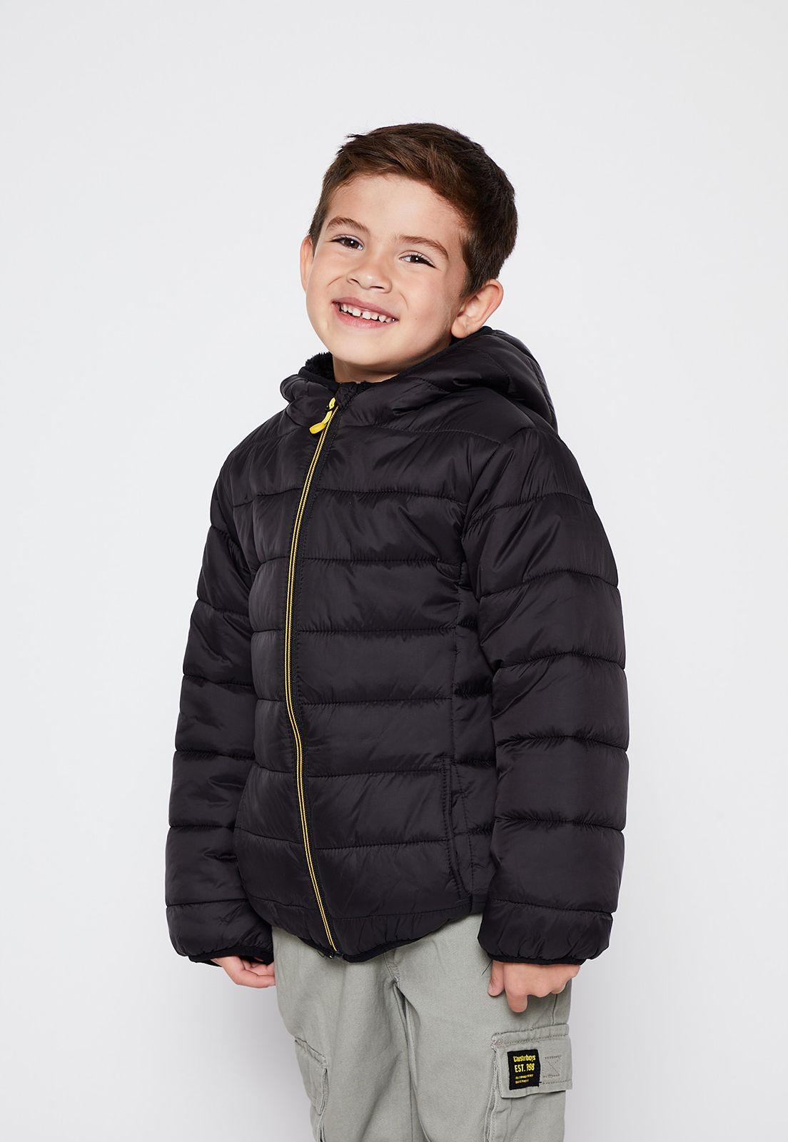 Parka Acolchada Interior Peludo Negro Family Shop-0