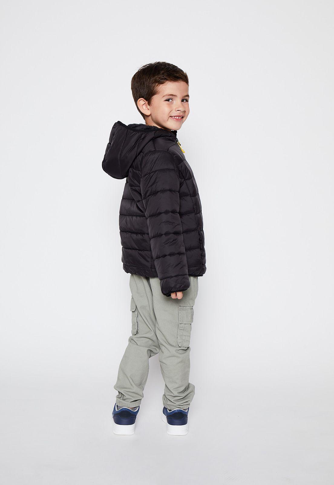 Parka Acolchada Interior Peludo Negro Family Shop-1